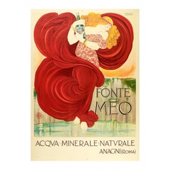 Nonni, Poster originale in stile liberty, Fonte Meo, Fontana di acqua minerale Roma 1910