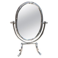 Art Deco Faux Silver Bamboo Table Vanity Mirror
