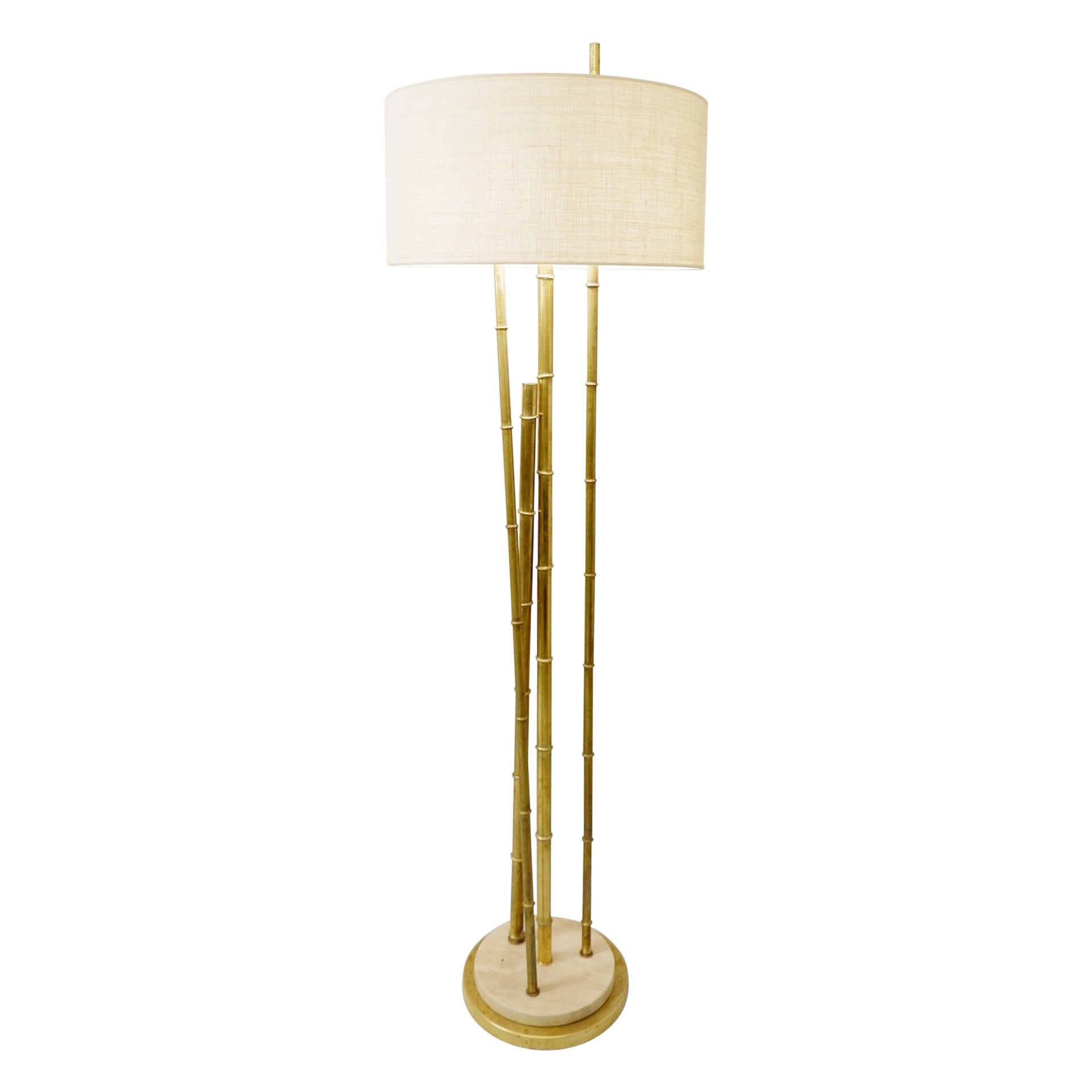 Contemporary Brass faux Bamboo Floor Lamp - 2 available