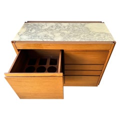 Wood and Marble Dry Bar Cart by Angelo Mangiarotti for Molteni, Italy, 1960s