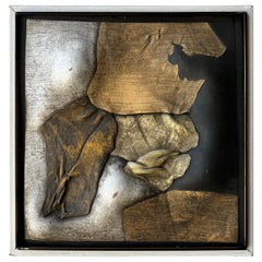 Vintage Abstract Framed Pottery Sculpture