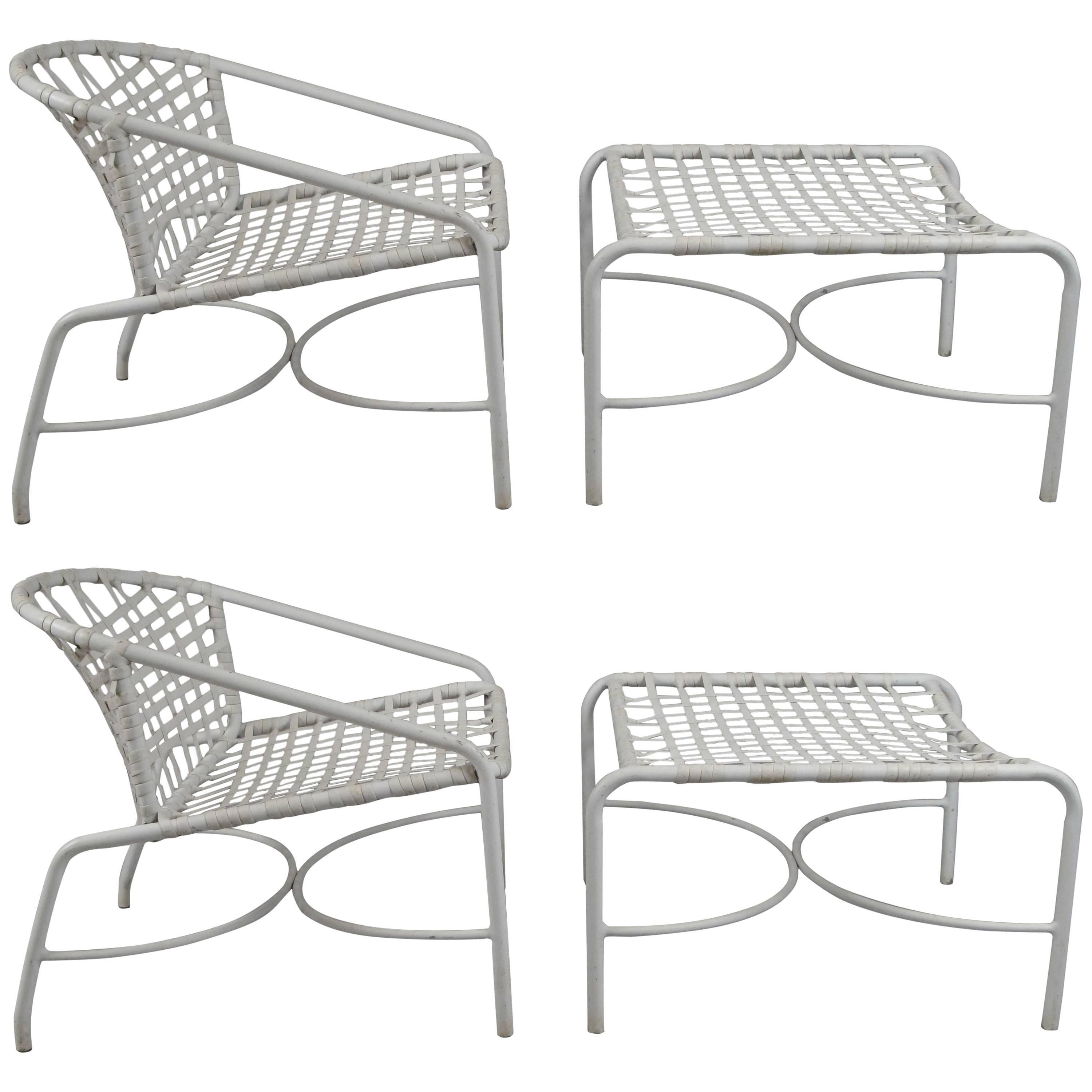 Pair of Vintage 1960s Kantan Lounge Chairs and Ottomans by Tadao Inouye