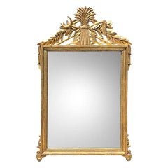 Large Carved Wood Antique Gilt Sheaf of Wheat and Moon Wall Mirror - Italy