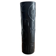 Cuno Fischer Vase noir mat Glyphes abstraits Rosenthal Studio Line A Studio