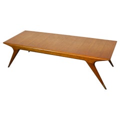 Mid-Century Vintage Italian Beech & Brass Coffee Table