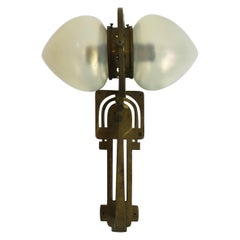 Art Deco Wall Lamp made in Opaline Glass and Solid Brass, 1930s