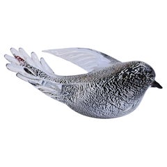 OFERTA DE CIERRE Escultura de pájaro de hoja de plata de cristal de Murano de 8", etiquetada, Oball