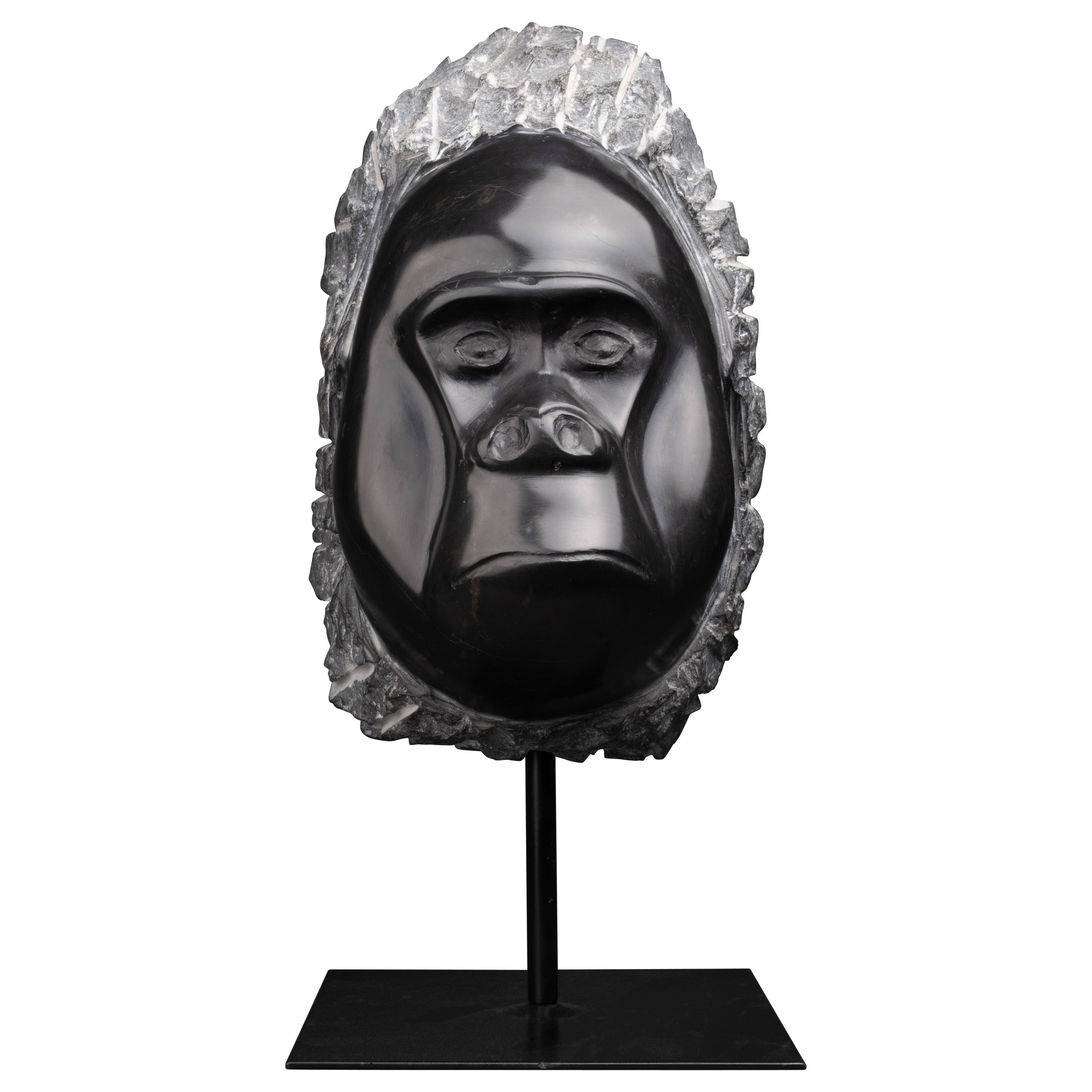 J-M. Garino (1962-, Francia) : "Gorila", Escultura única de mármol negro, C.2000 en venta