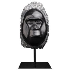 J-M. Garino (1962-, France) : "Gorilla", Sculpture unique en marbre noir, C.C. 2000