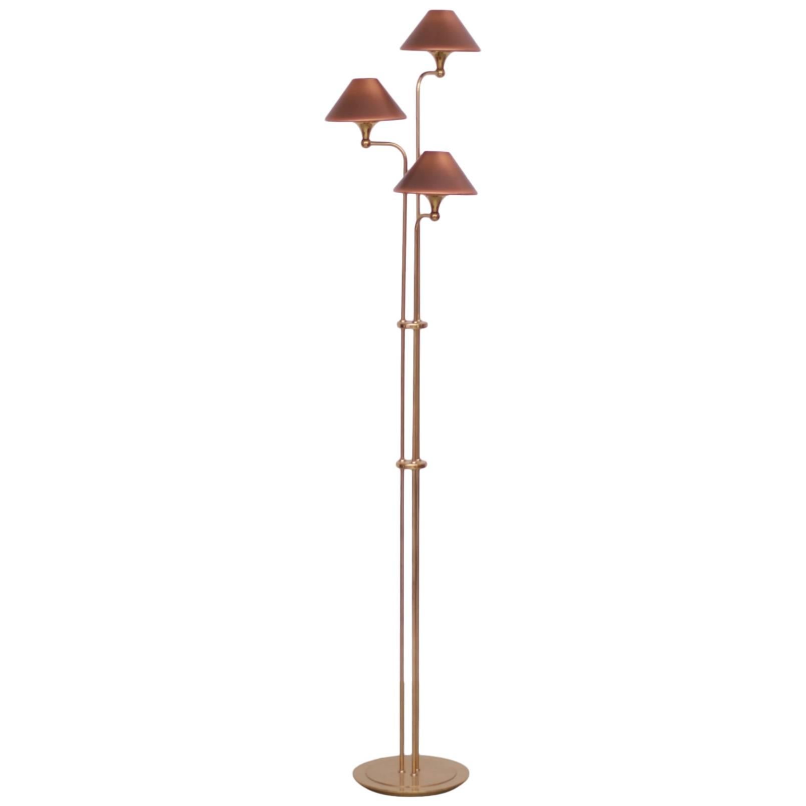 Elegant 1970s Brass and Copper Floor Lamp