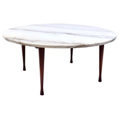 Runder italienischer Marmor-Cocktailtisch, Moderne der Mitte des Jahrhunderts