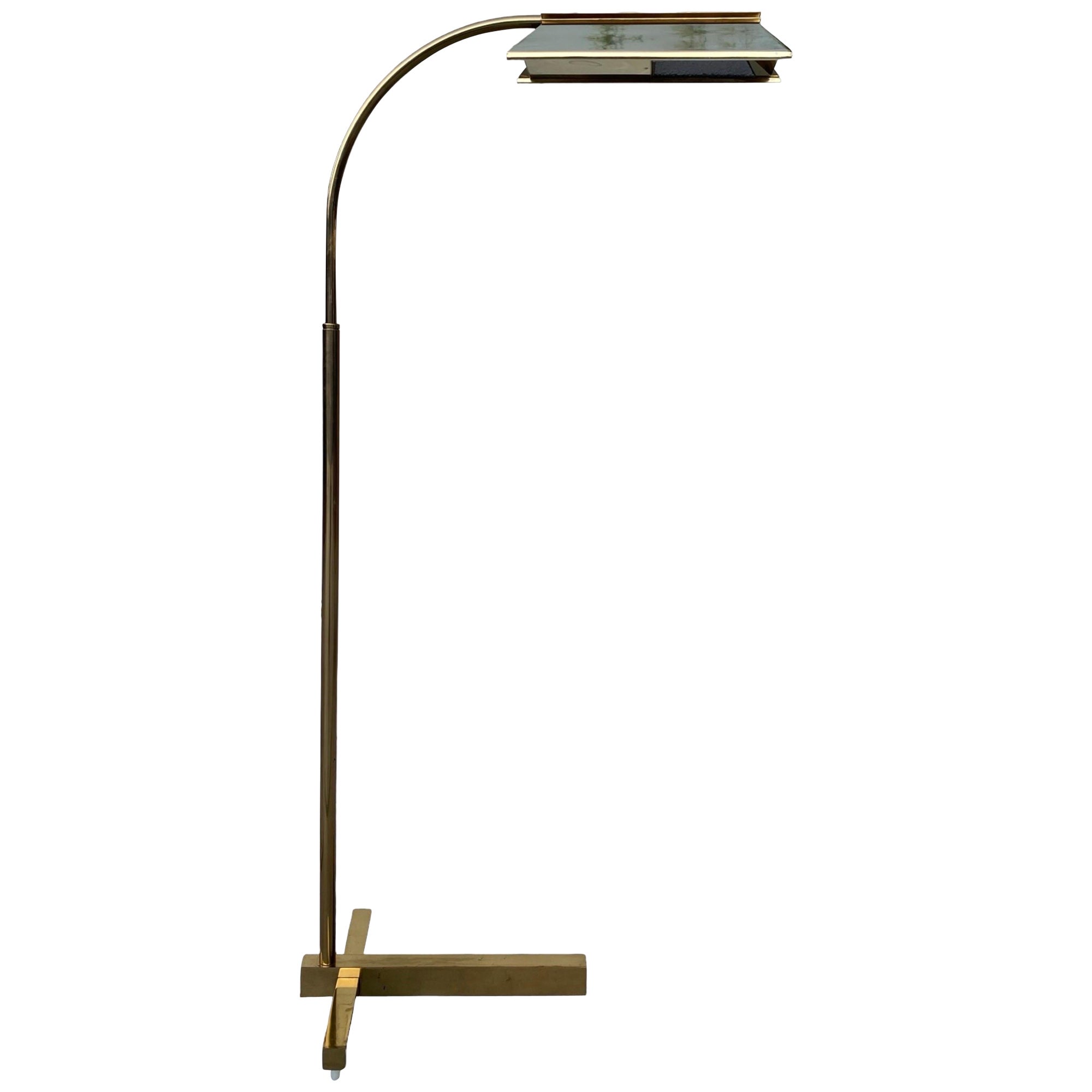 Iconic 1970s Brass Architectural Modern Reading Floor Lamp by Casella Lighting