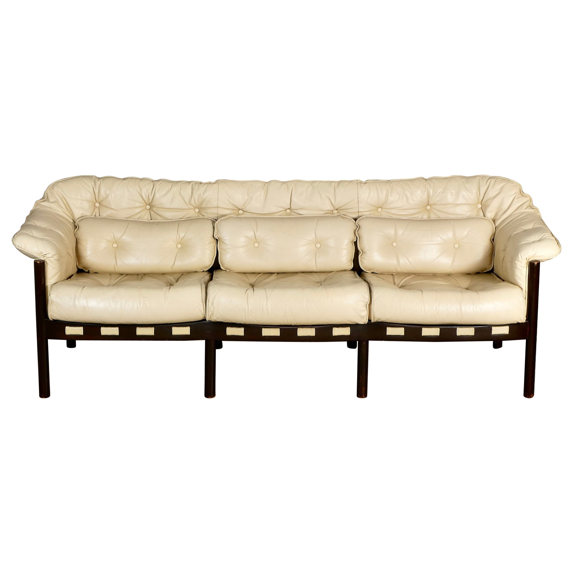 3-seats scandinavian leather sofa by Sven Ellekaer for Coja, 1970s
