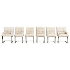 6 Paul Evans for Directional Chrome Cantilever Dining Chairs, 1960