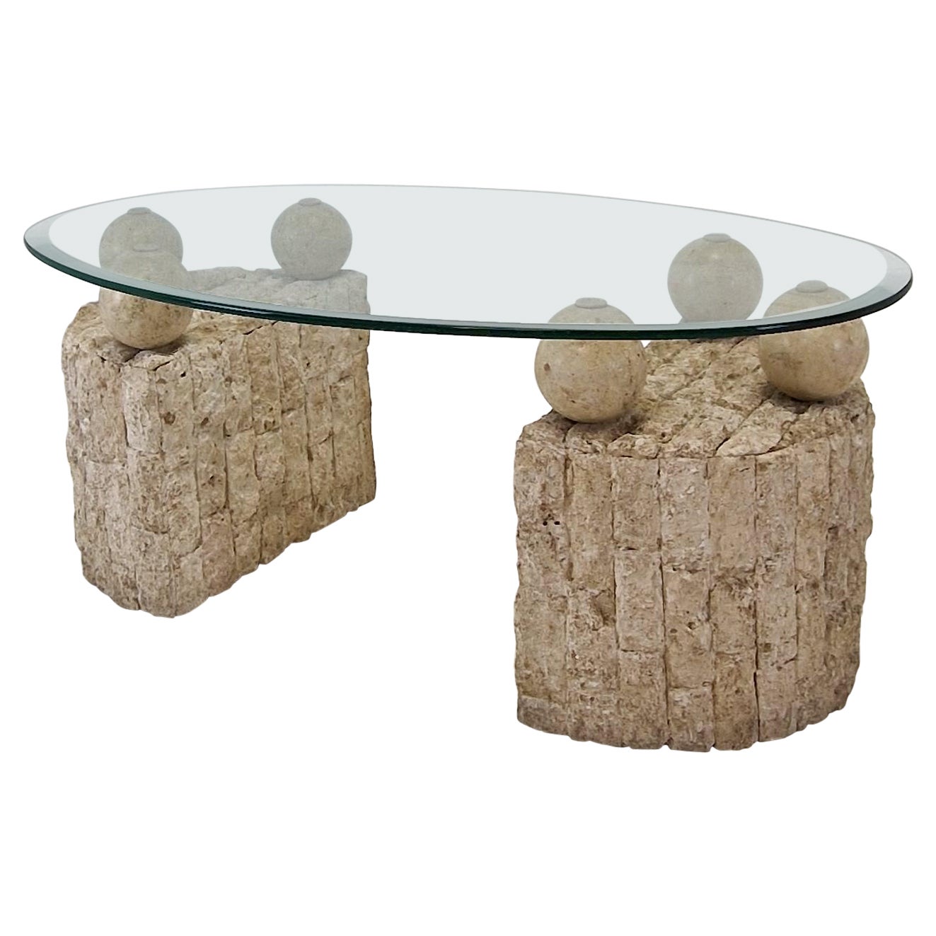 Table basse en pierre de Ponte Mactan ou pierre fossile de Magnussen, années 1980