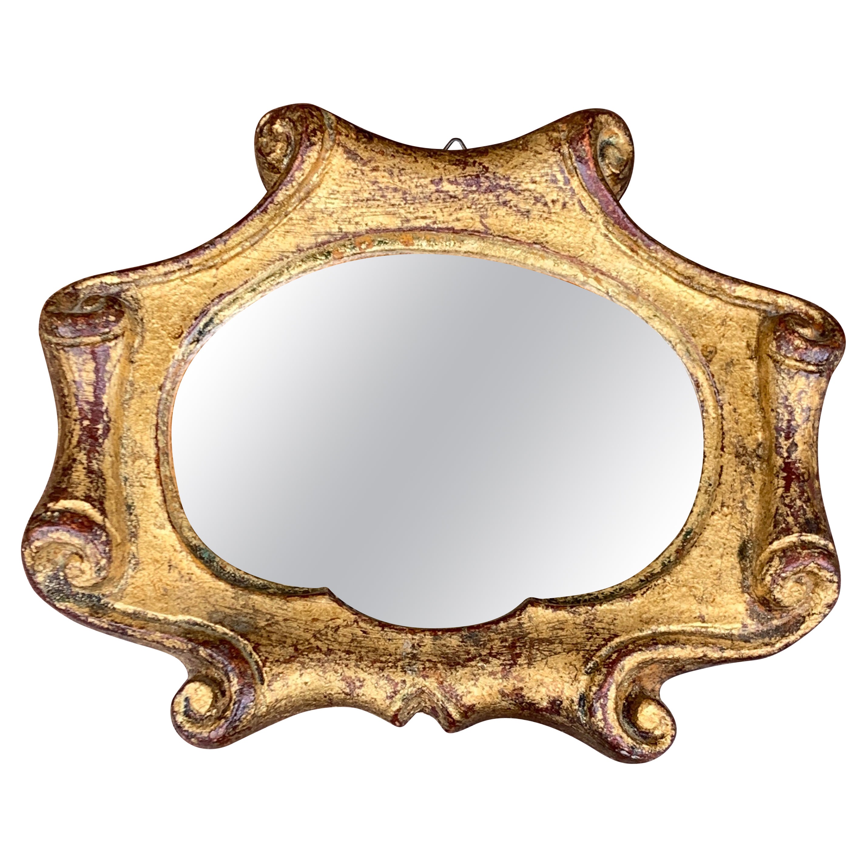 Italienischer Florentiner Barock-Wandspiegel aus vergoldetem Holz