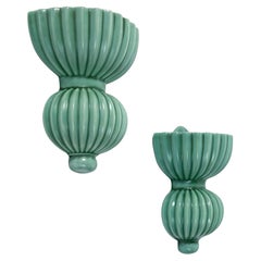 Pair of Arthur Percy Wall Vases Gefle Ceramics Sweden 1930s