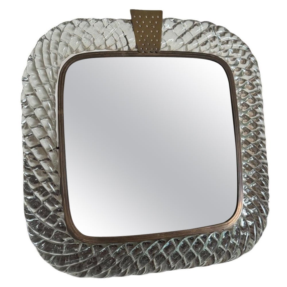 Table Mirror In Colorless Glass “a Treccia”, Carlo Scarpa For Venini Circa 1930