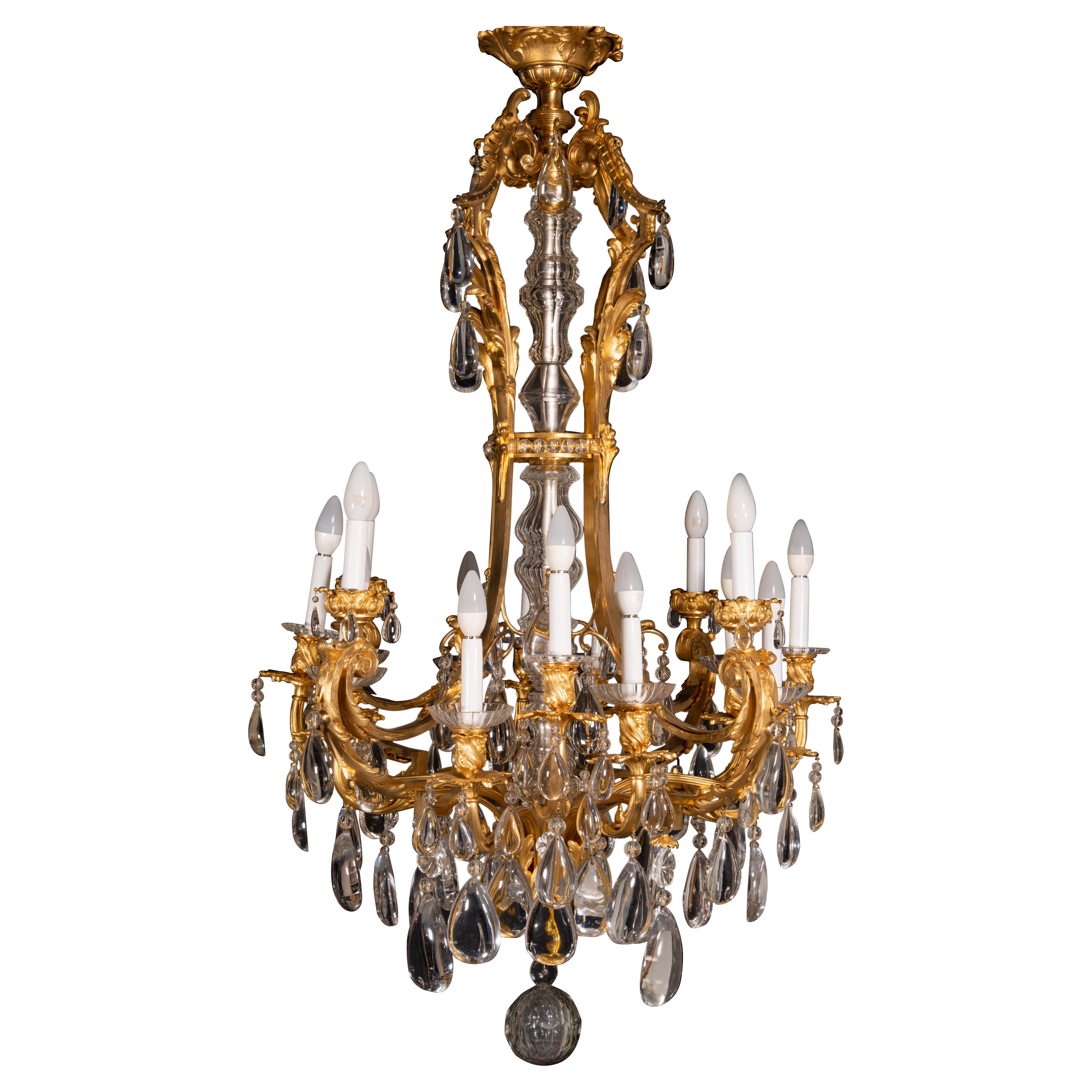 Kronleuchter oder Deckenleuchte im Stil Louis XVI. Bronze, Glas. Frankreich, 19. Jahrhundert