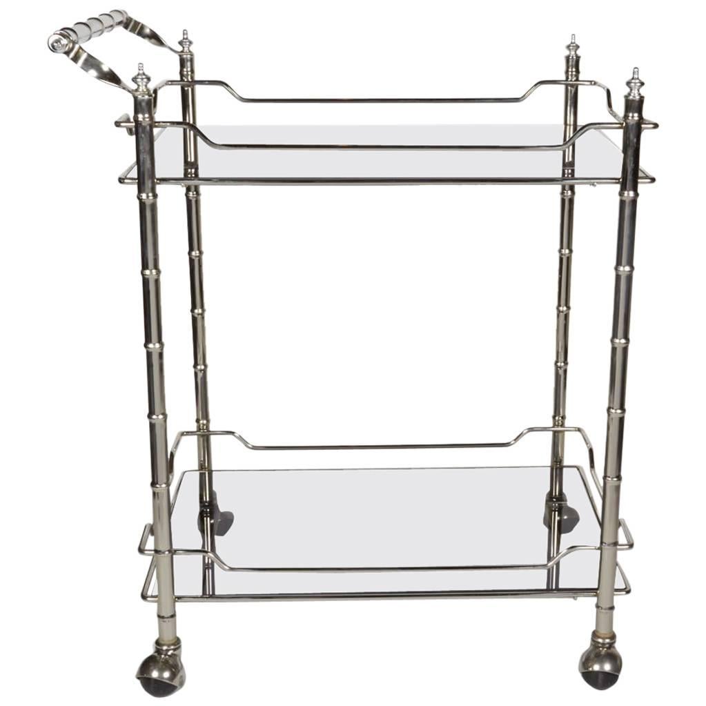 Hollywood Regency Bar Cart with Bamboo Motif in the Style of Maison Baguès