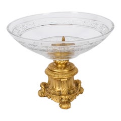 Piatto da centro ornato in vetro tagliato e ormolu d'epoca XX secolo