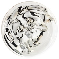 Handcrafted Mold-Blown Silver Wall Mirror by Sanna Völker and Ferran Collado
