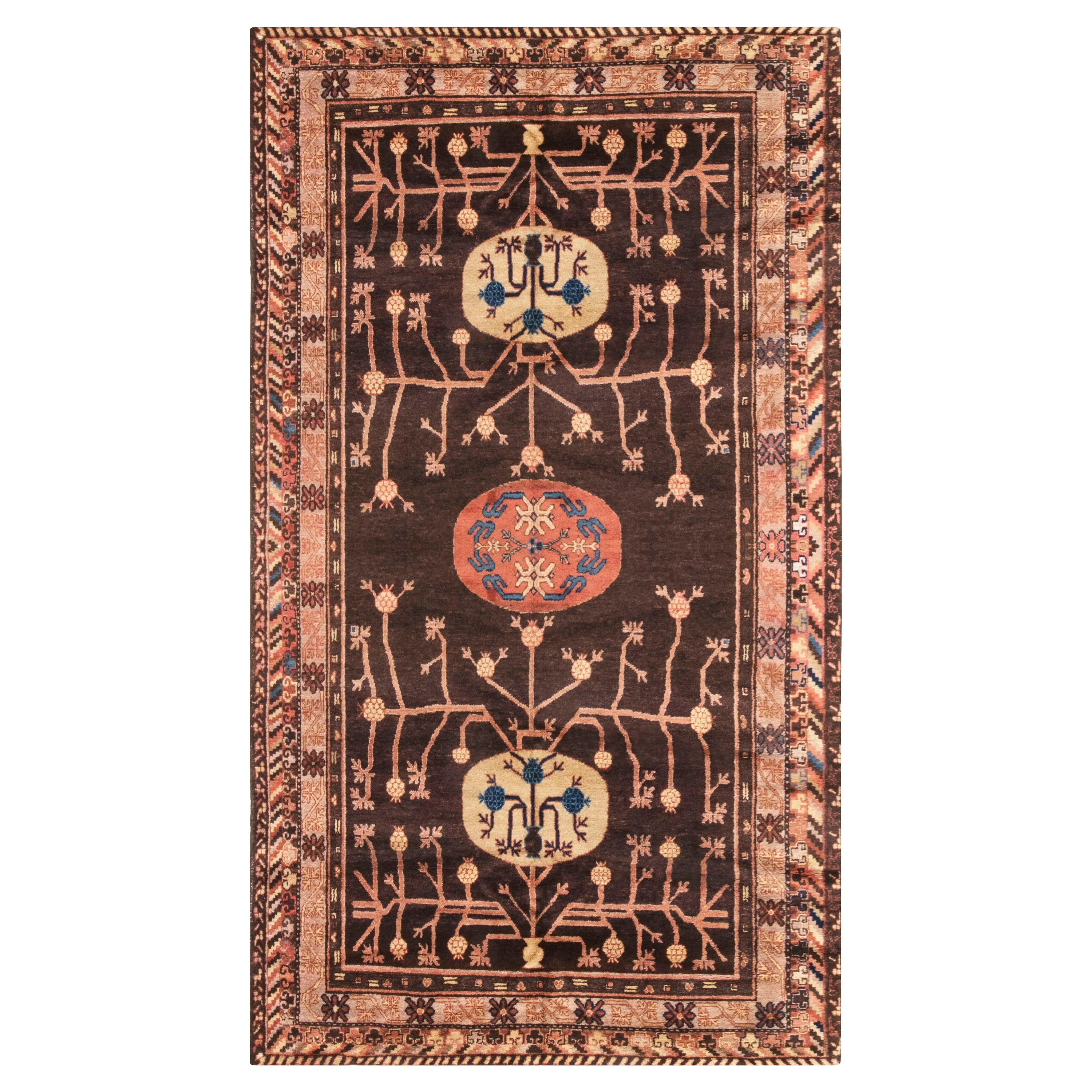 Doris Leslie Blau Vintage Samarkand Brown Handmade Wool Rug