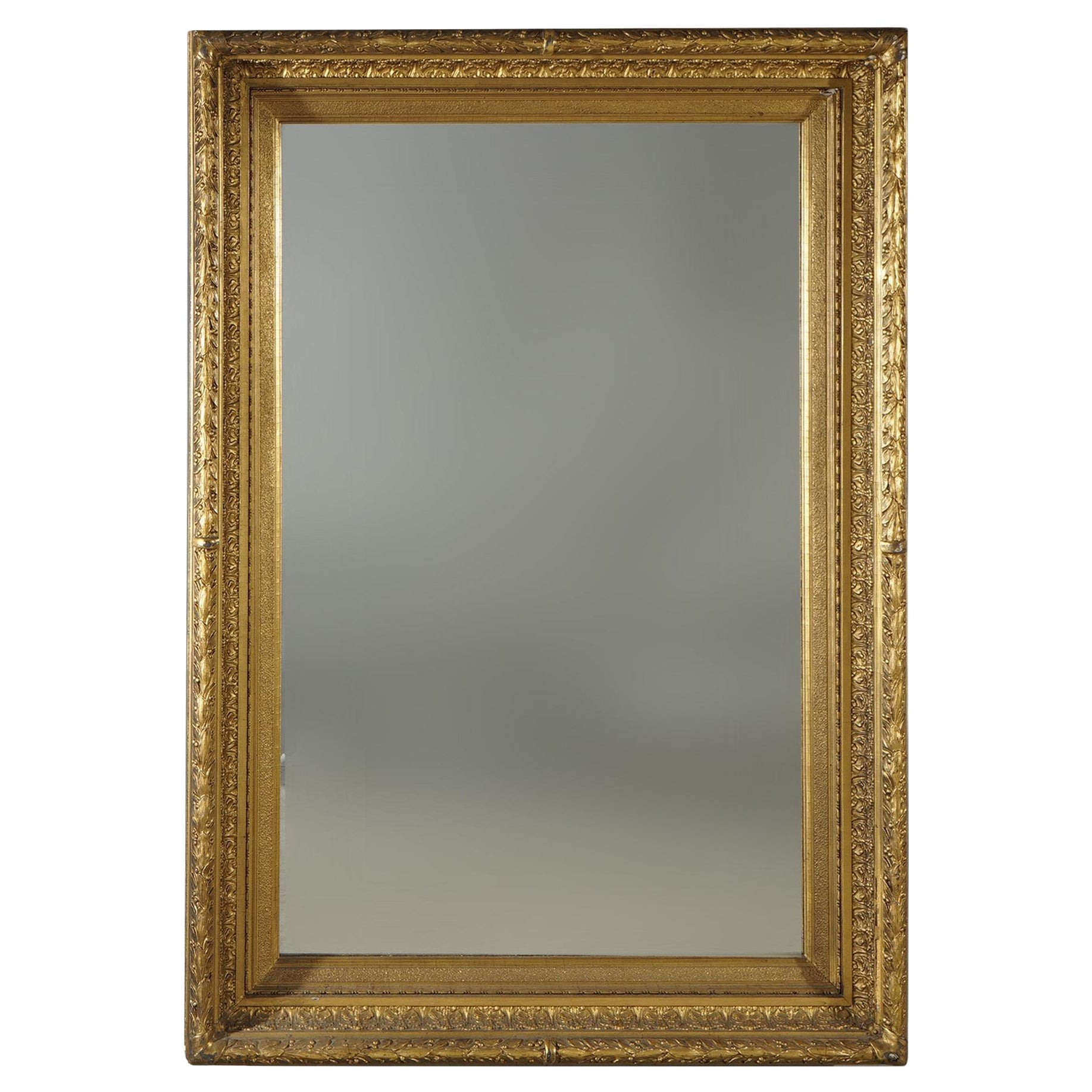 Antique miroir mural encadré en bois doré de première finition française C1900