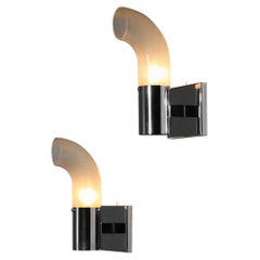 Pair of Carlo Nason sconces in bubble glass and chromed steel from the 60's