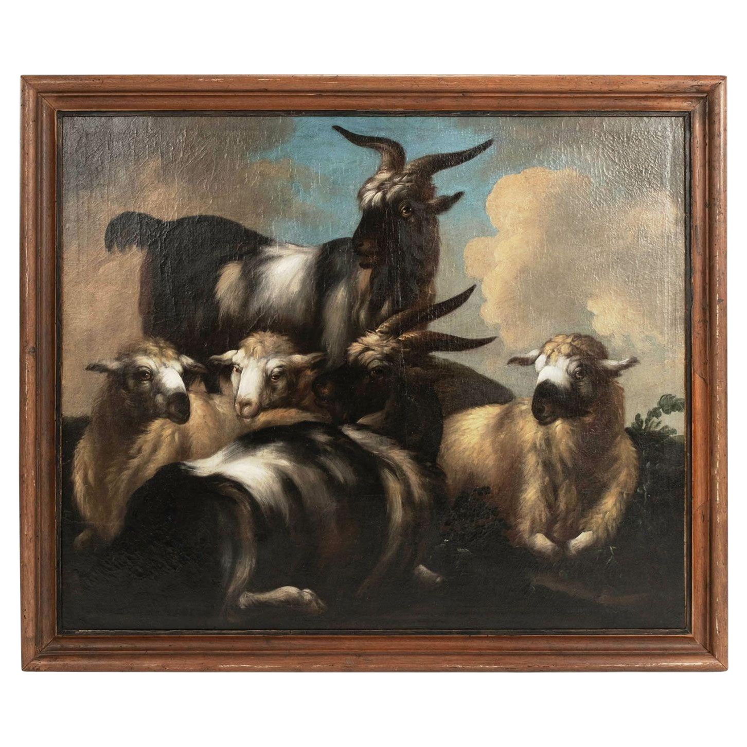 Large 18th Century Oil-on-Linen Framed Painting For Sale