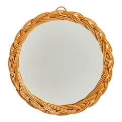 Italian Designer, Wall Mirror, Rattan, France, 1960s