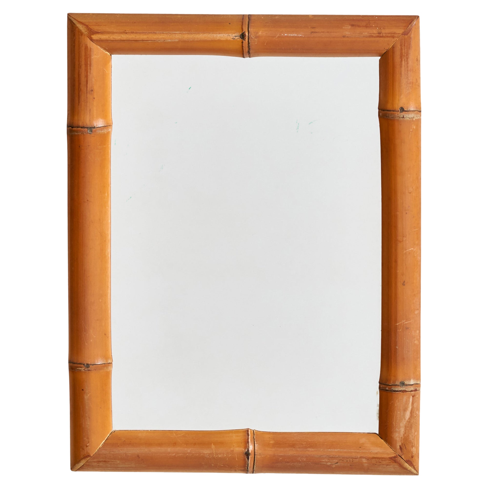 French Designer, Wall Mirror, Bamboo, France, c. 1960s