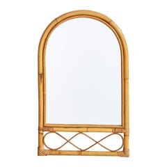 Italian Designer, Wall Mirror, Bamboo, Rattan, Italy, c. 1960s