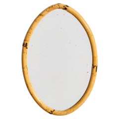 French Designer, Wall Mirror, Bamboo, France, 1950s