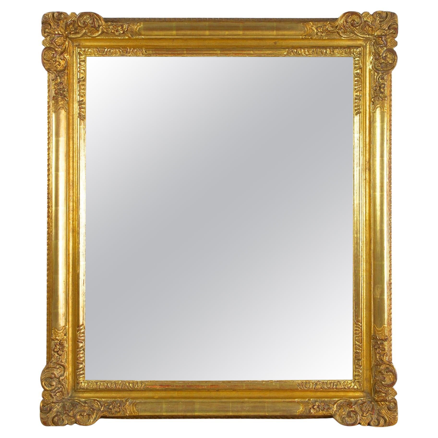 19th Century Gilt Biedermeier Wall Mirror, handcarved, Austria circa 1850