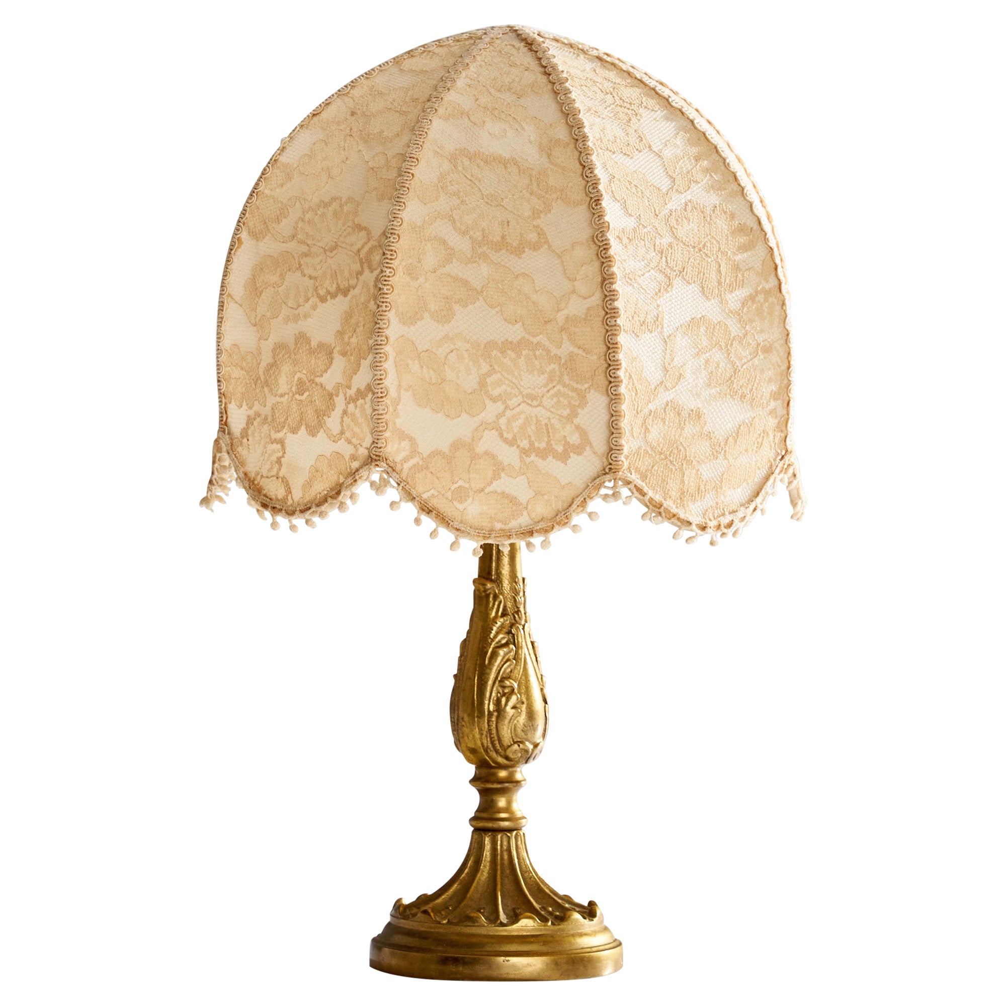 Créateur suédois, lampe de bureau, laiton, tissu, Suède, 1940