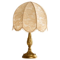 Créateur suédois, lampe de bureau, laiton, tissu, Suède, 1940
