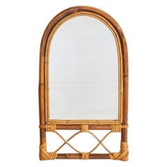 Italian Designer, Wall Mirror, Bamboo Rattan, Italy, 1960s