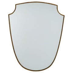 Italian Designer, Wall Mirror, Brass, Italy, 1950s