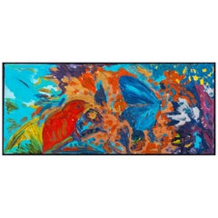 Hunt Slonem Bird and Butterfly Oil on Canvas