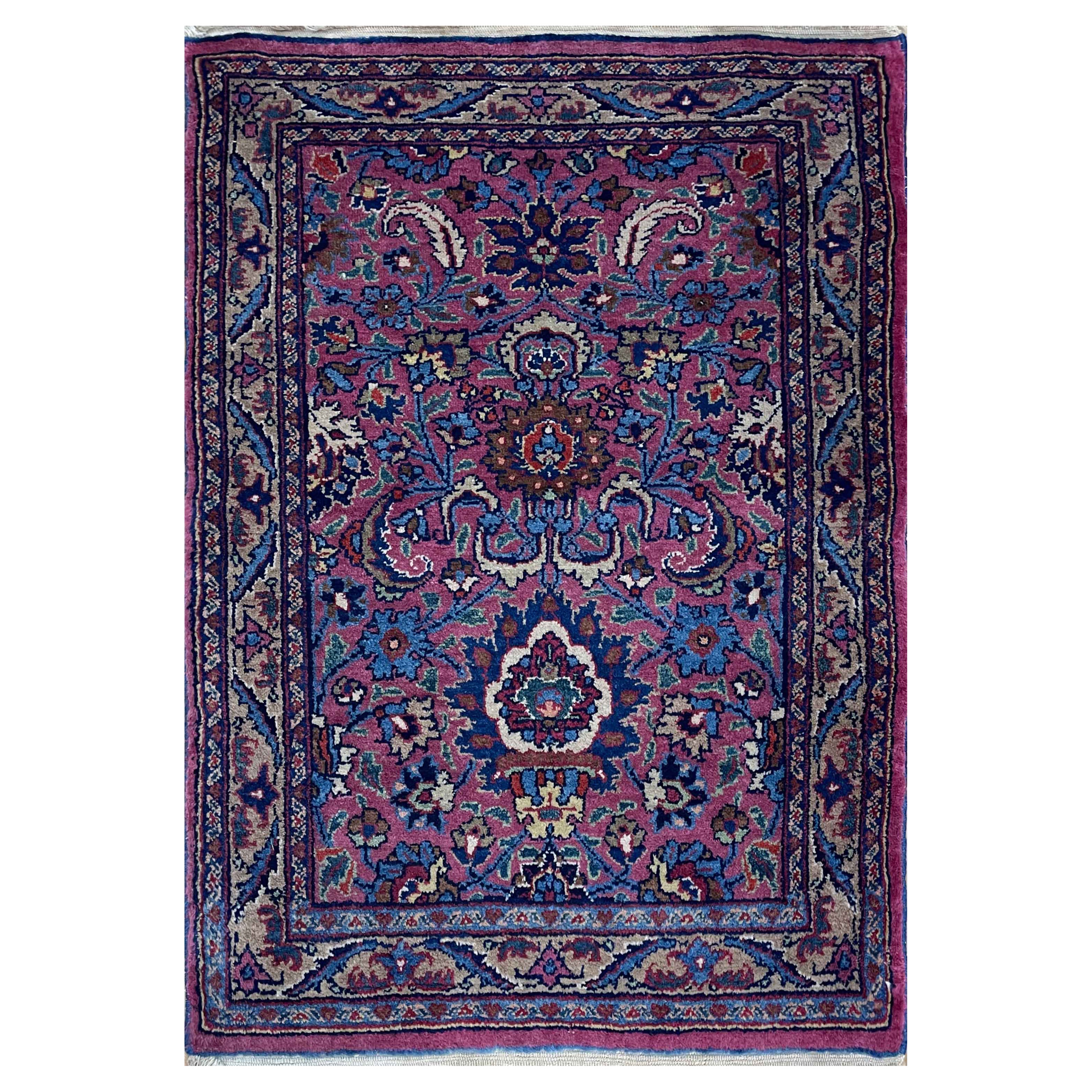 Antique Persian Mashhad Amogli Rug, Rare For Sale