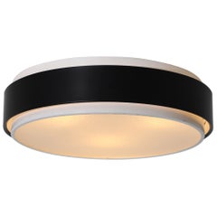 Mid-Century XL RAAK "R-39 F" Flush Mount Ceiling Light in Black & White, 1962