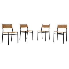 Ensemble de quatre chaises de salle à manger en rotin "SE 05" de Martin Visser pour 't Spectrum, 1960