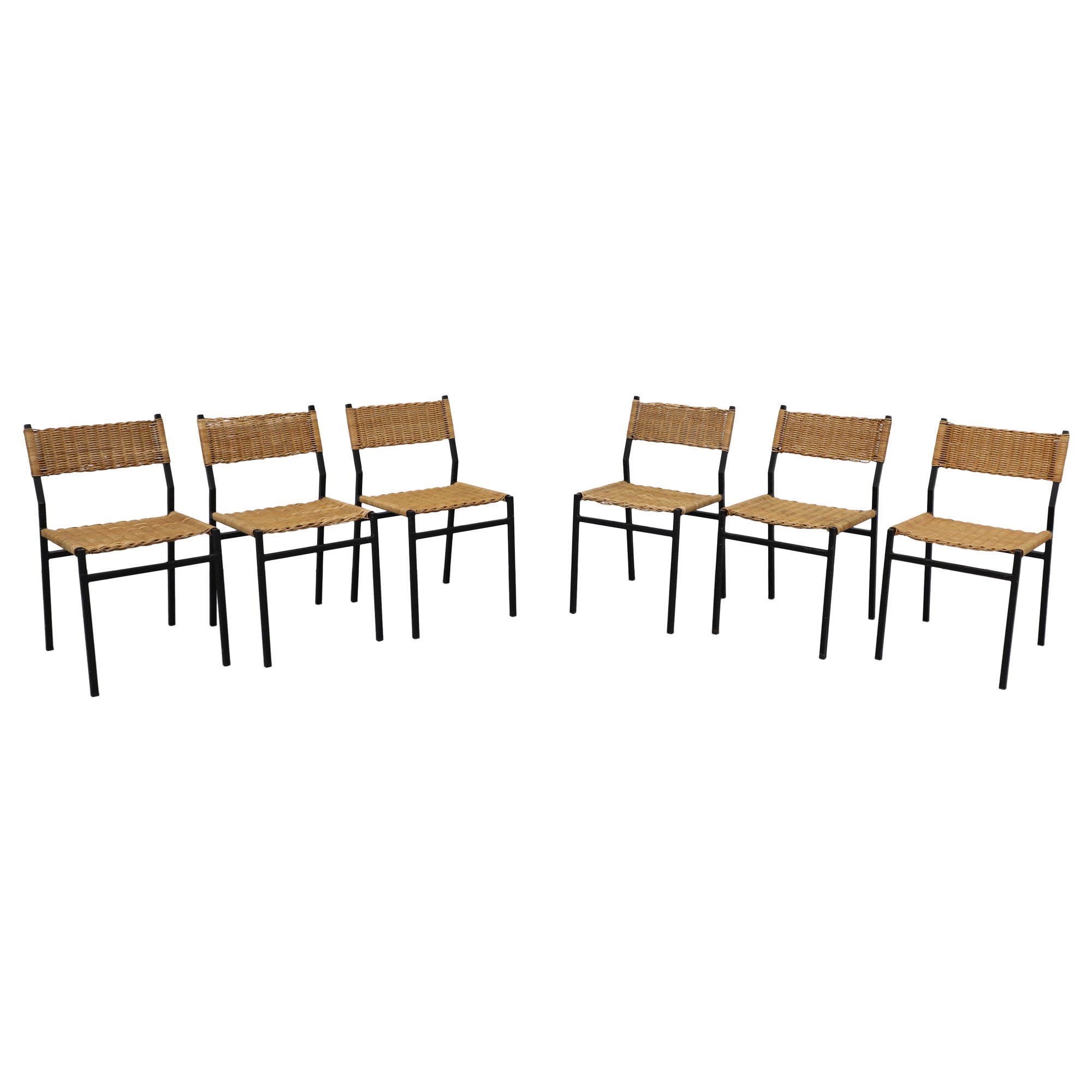 Set of Six "SE 05" Rattan Dining Chairs by Martin Visser For 't Spectrum, 1960