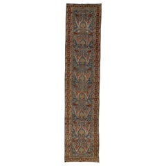 Antique Bidjar Handmade Long  Wool Runner In Blue with Allover Design