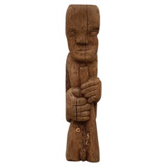 1960's Solid Wood Hand Carved Primitive Totem Sculpture