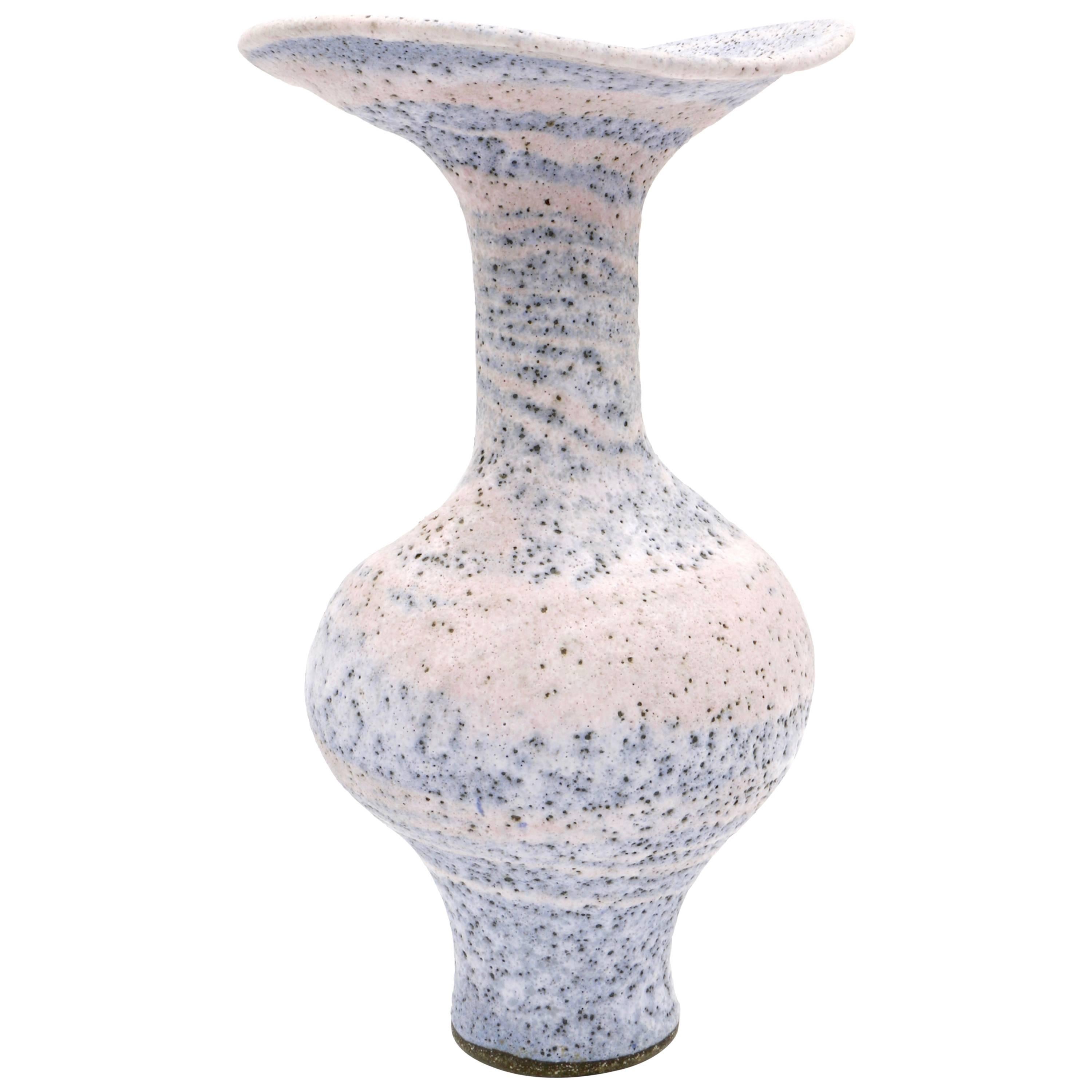 Lucie Rie Elegant Tall Trumpet Vase, Spiral Design For Sale