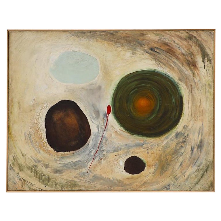 Mid-Century Modernist Abstract Acrylic Painting, Unsigned