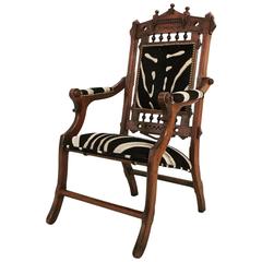 Victorian Style Walnut Campaign Chair