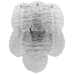 Kalmar Blatt Modernist Ice Glass Disc Sconce, Austria, 1960s 9